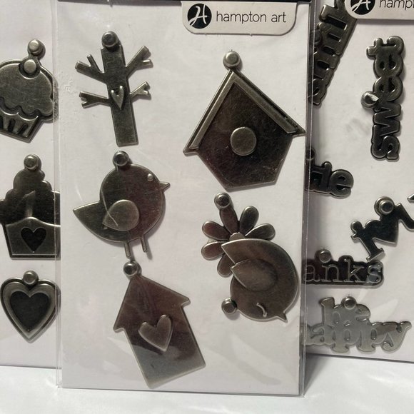 Metal Charms Paper Crafts Card Making Scrapbook Words Butterfly Bird Cupcake - Picture 5 of 10